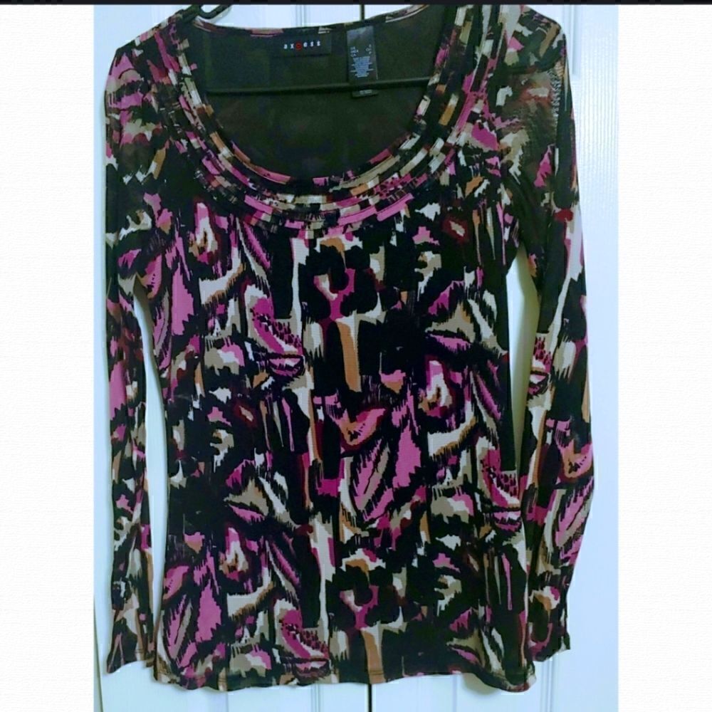 Women's Long Sleeve Print Top by Axcess Petite S